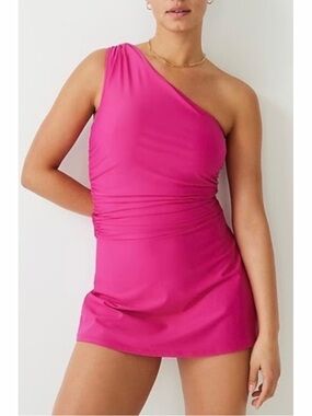 J.CREW Ruched One Shoulder Swim Dress